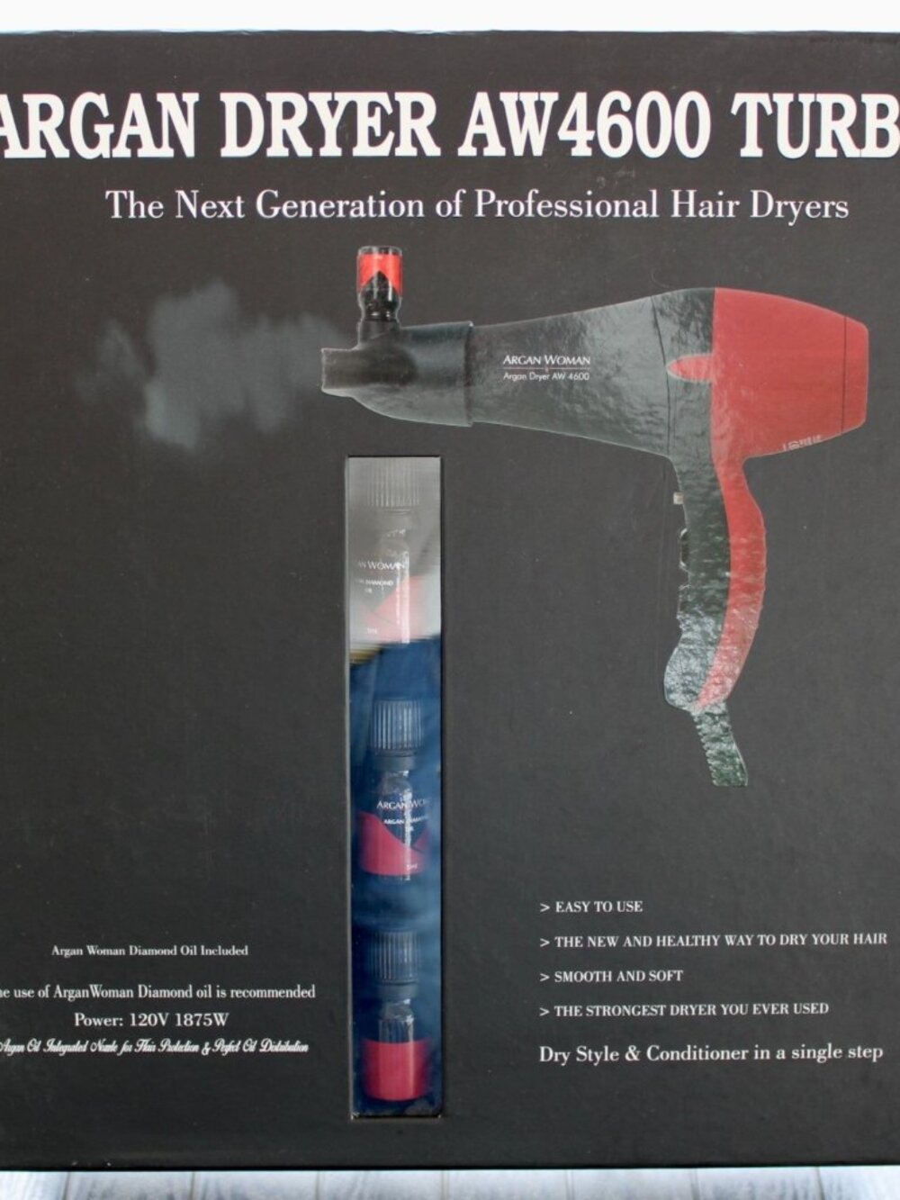 Argan Woman AW4600 Turbo Hair Dryer With Ionic Technology Multiple Heat Settings